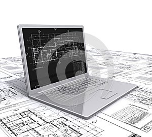 Laptop architectural plans