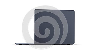 Laptop Backside View, Dark-Blue Mockup, Isolated on White Background
