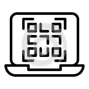 Laptop barcode icon outline vector. Scan code