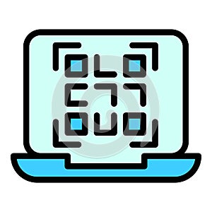 Laptop barcode icon vector flat