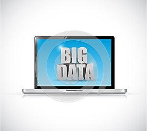 Laptop and big data message illustration design