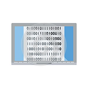 Laptop With Binary Code Icon