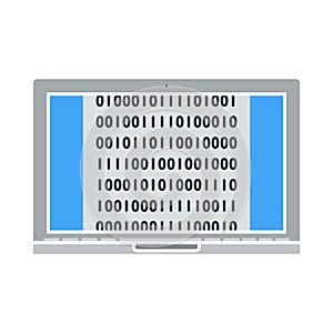 Laptop With Binary Code Icon