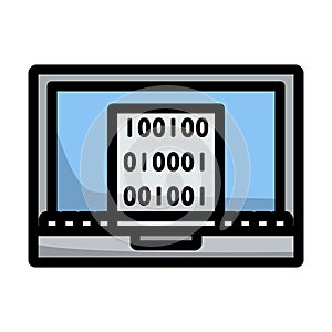 Laptop With Binary Code Icon