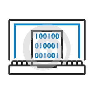 Laptop With Binary Code Icon