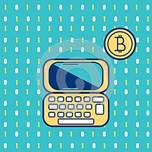 Laptop and the bitcoin vector icon