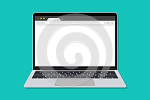 Laptop with blank browser window in a flar design