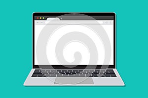 Laptop with blank browser window in a flar design