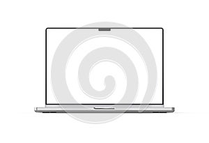 Laptop blank screen display mockup front view on the white background