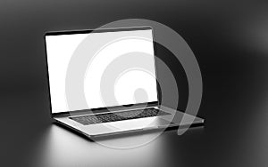 Laptop with blank screen isolated on dark background. $K photo