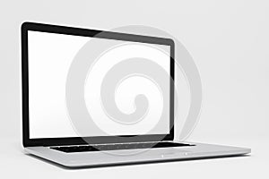 Laptop with blank screen isolated on white background. 3d rendering