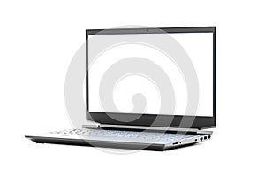 laptop blank screen isolated on white. display mockup. Realistic laptop mockup with blank screen isolated on white background