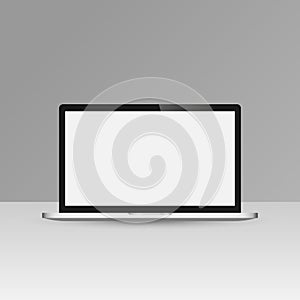 Laptop with blank screen isolated on white modern frame less design - high detailed esp 10 vector