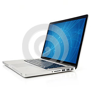 Laptop with a blue tech screen