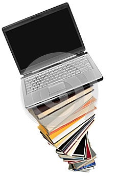 Laptop and books