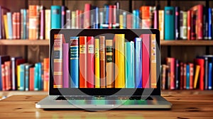 The Laptop and Bookshelf.AI generated image