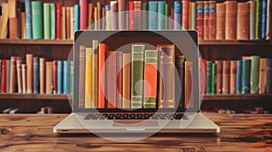 The laptop and bookshelf.AI generated image