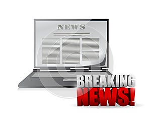 Laptop breaking news illustration design