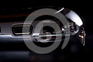 Laptop with broken outer casing close