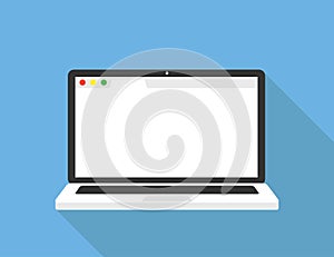 Laptop with browser window mockup template. Vector isolated illustration. Mockup screen design.  Flat internet browser window.