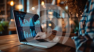 The laptop with business charts.AI generated image