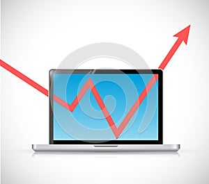 Laptop and business graph arrow illustration