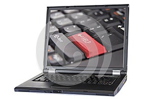 Laptop and button help, keyboard help button, clipping path