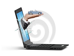 Laptop and car