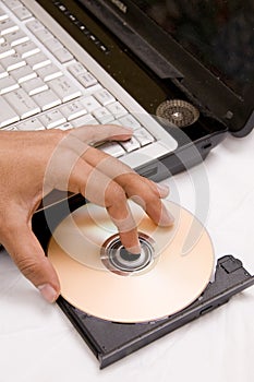 Laptop with CD in the tray