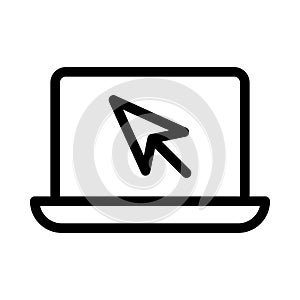 Laptop click vector thin line icon