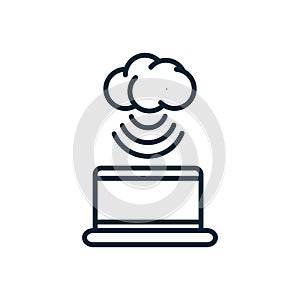 Laptop cloud computing connection internet of things line icon