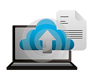 Laptop cloud computing document upload