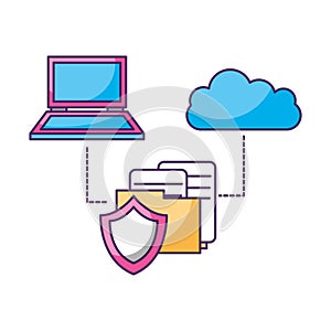 laptop cloud computing folder document security data storage