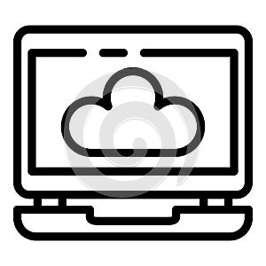 Laptop and cloud icon, outline style