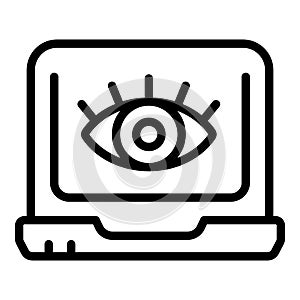 Laptop code camera icon outline vector. Stop secure