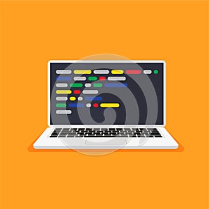 Laptop with code on a display.