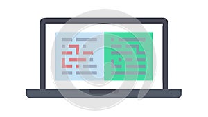 Laptop with Code Display. Programming, Software Development, Web Design, vector design Generative AI