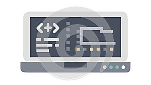 Laptop with Code Editor, Software Development Programming, vector design Generative AI
