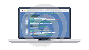 Laptop with Code Icon for Development and Programming, vector design Generative AI