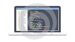 Laptop with Code: Programming & Development Vector, vector design Generative AI