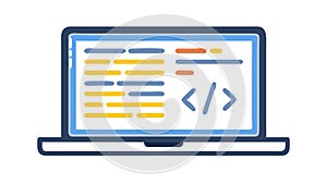 Laptop with Code, Programming Development, vector design Generative AI