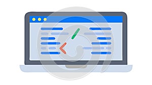 Laptop with Code on Screen for Web Development and Programming. vector design Generative AI