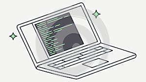 Laptop with code. Software development and programming, vector design Generative AI