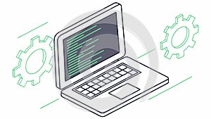 Laptop with Code, Software Development, vector design Generative AI