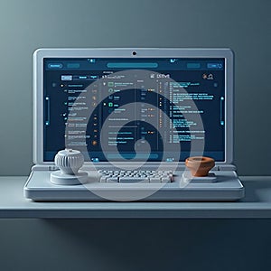 Laptop with Coding Interface