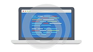 Laptop with Coding Screen for Programming & Development, vector design Generative AI