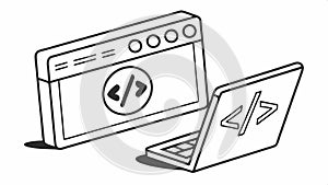 Laptop coding vector, programming interface, software development design Generative AI
