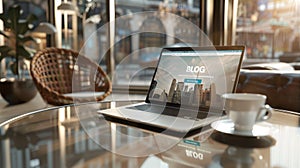 The laptop and coffee cup.AI generated image