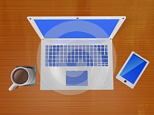 Laptop Coffee Mug and Smart phone