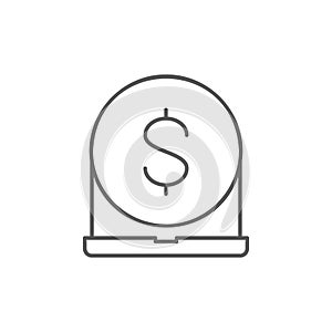 Laptop with coin, online payment lineal icon. Finance, payment, invest finance symbol design.